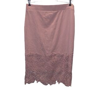 NWT Olivia Blu Lace Trim Pencil Skirt Lined Antique Rose